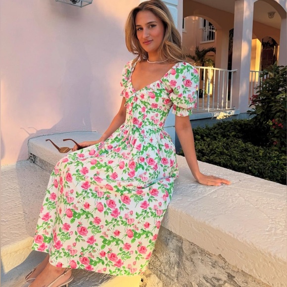 Hill House The Ophelia Dress Pink Roses Small